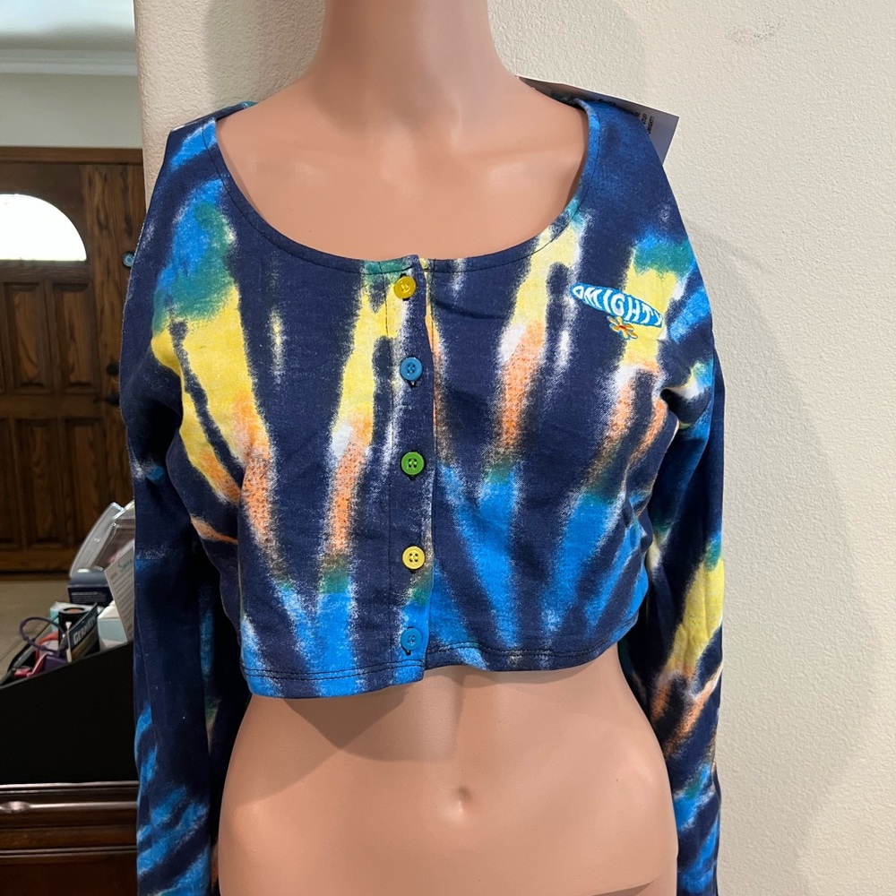 Tie dye long sleeve crop top